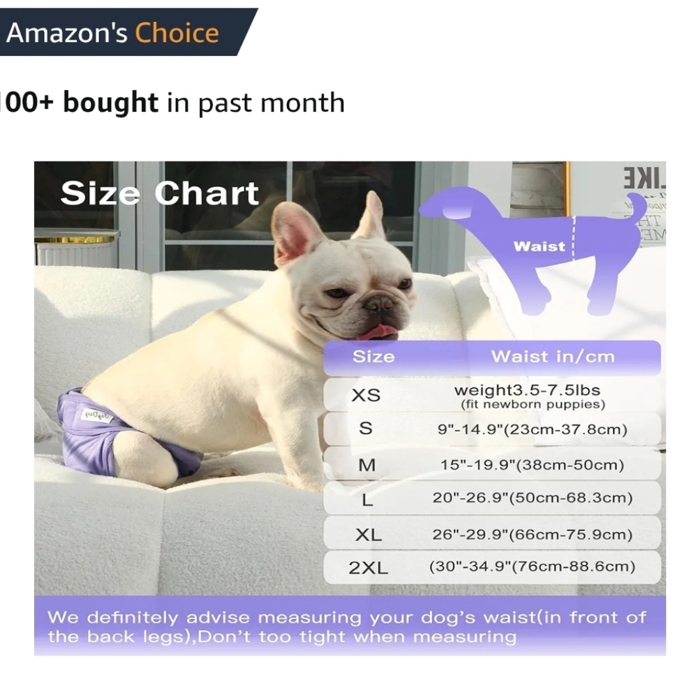 New 3 pack Female Dog Diapers for Large Dogs Reusable Washable Joydaog L - Picture 4 of 4